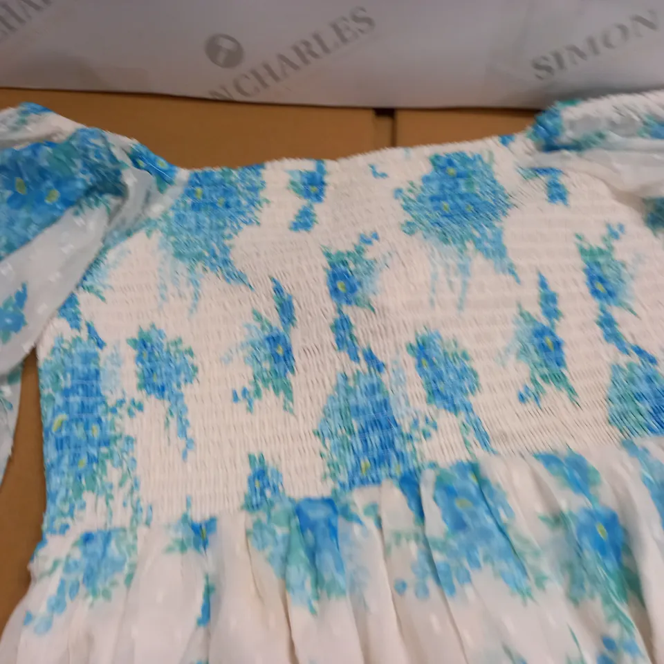 MISS SELFRIDGE DOBBY CHIFFON SHIRRED MIDI DRESS - UK 14