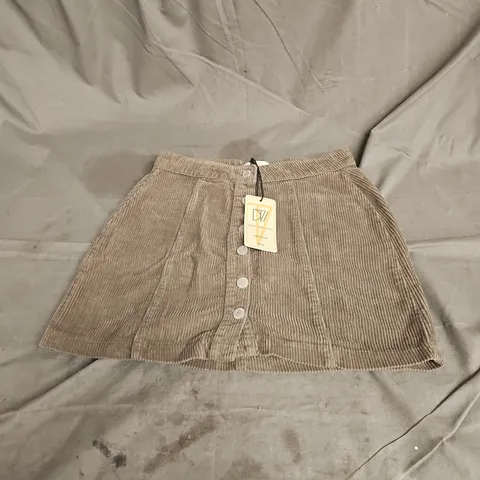 DON'T THINK TWICE BUTTON FRONT CORD MINI SKIRT IN KHAKI SIZE 10