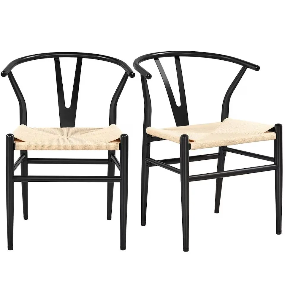 BOXED YAHEETECH SET OF 2 WEAVE DINING CHAIRS WITH Y-SHAPED BACKREST (1 BOX)