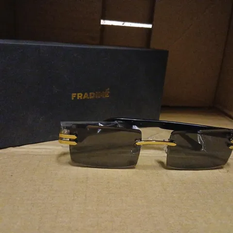 FRADIME SUNGLASSES – BLACK FRAMES WITH GOLD-TONE BRIDGE (BOXED)