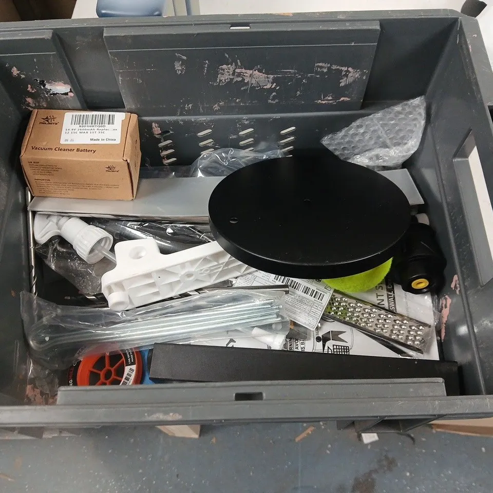 LOT OF ASSORTED HOUSEHOLD ITEMS TO INCLUDE LAUNDRY STARCH, WAX SHOE POLISH AND SOUND BAR WALL MOUNT