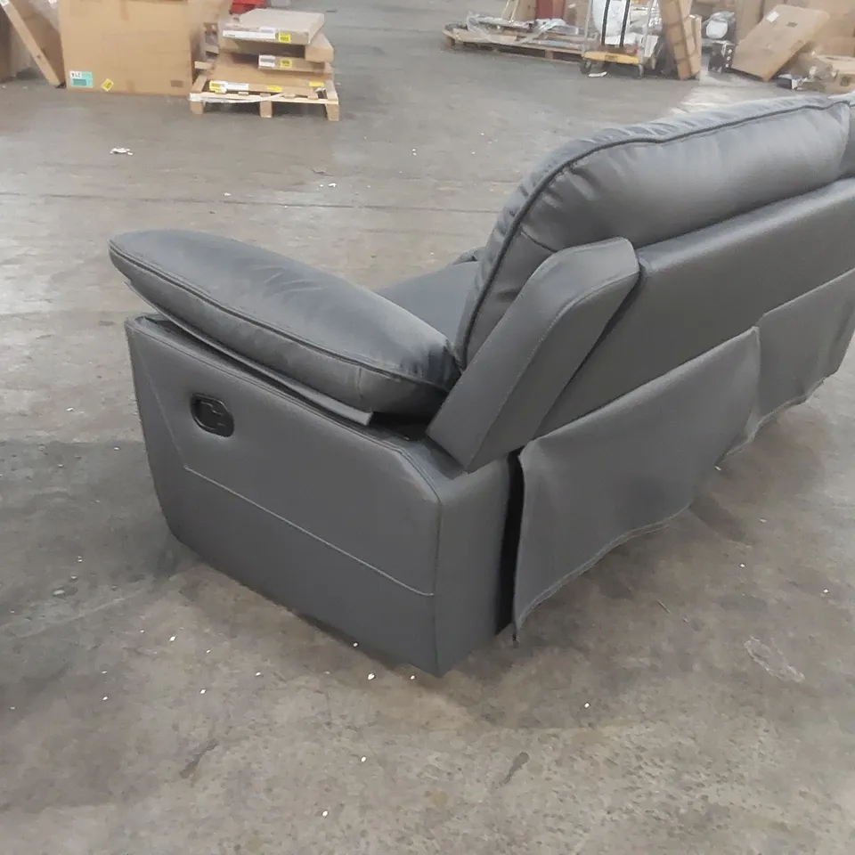 QUALITY DESIGNER SEVILLE 3 SEATER RECLINER SOFA, GREY PREMIUM FAUX LEATHER