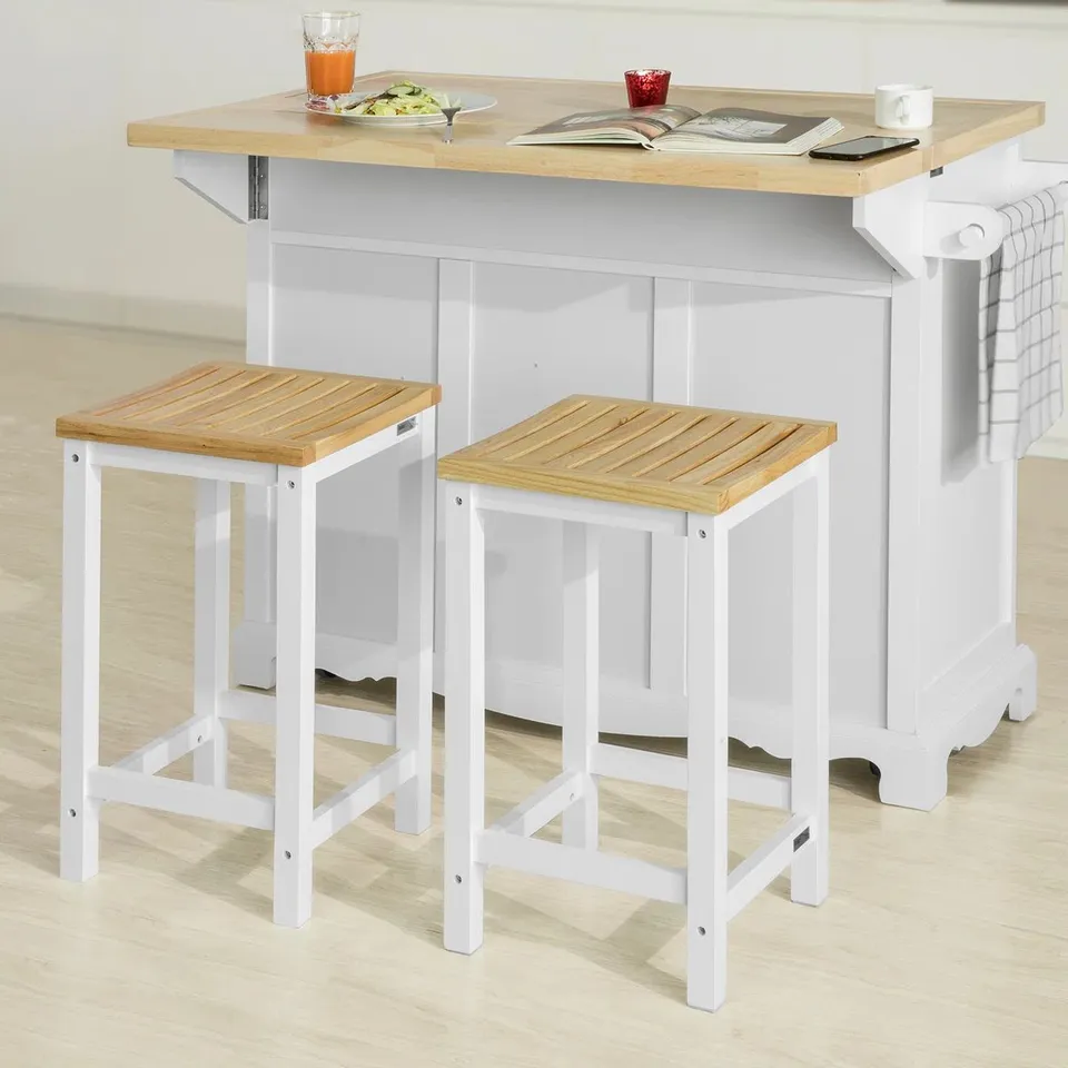 BOXED MITZI WOOD KITCHEN ISLAND - WHITE/NATURAL (2 BOXES)