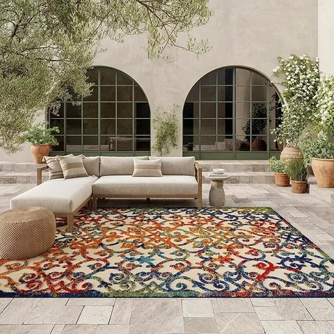 NOURISON ALOHA INDOOR/OUTDOOR MULTICOLOR 6' X 9' AREA RUG