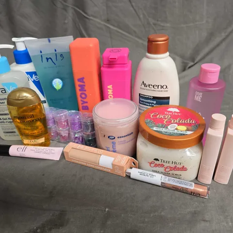 APPROXIMATELY 20 ASSORTED HEALTH & BEAUTY PRODUCTS TO INCLUDE - BYOMA HYDRATING MILKY TONER - CERAVE SMOOTHING CLEANSER - ELF HYDRATING CAMO CONCEALER IN LIGHT IVORY - ETC