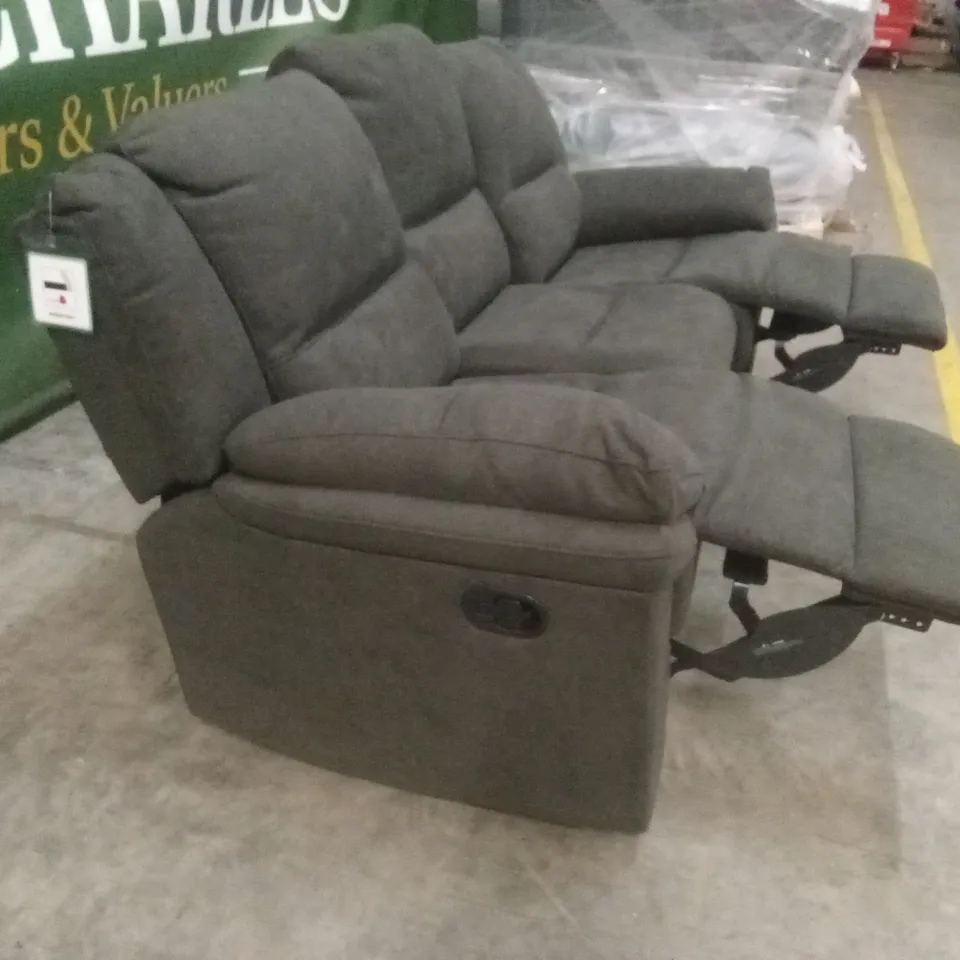 ALBION FABRIC 3 SEATER HIGH BACK MANUAL RECLINER SOFA - CHARCOAL RRP £749