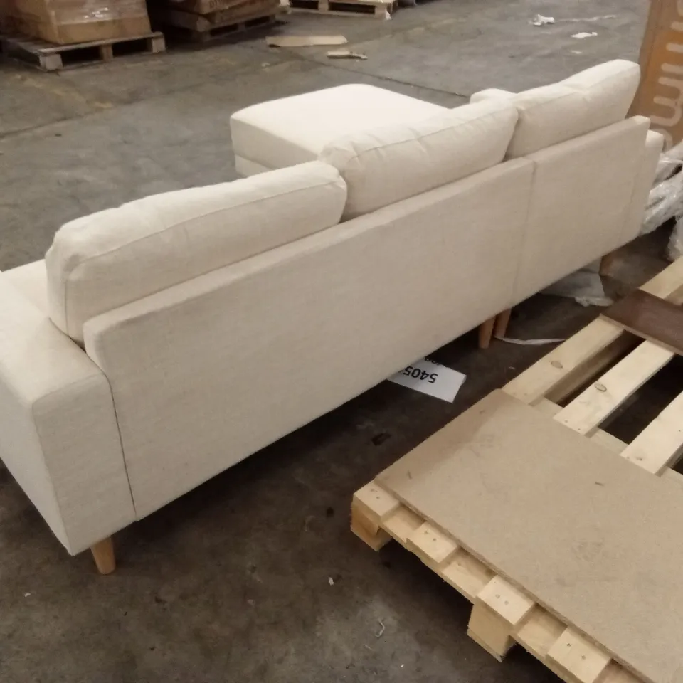 DESIGNER FABRIC UPHOLSTERED L-SHAPED CORNER SOFA - BEIGE