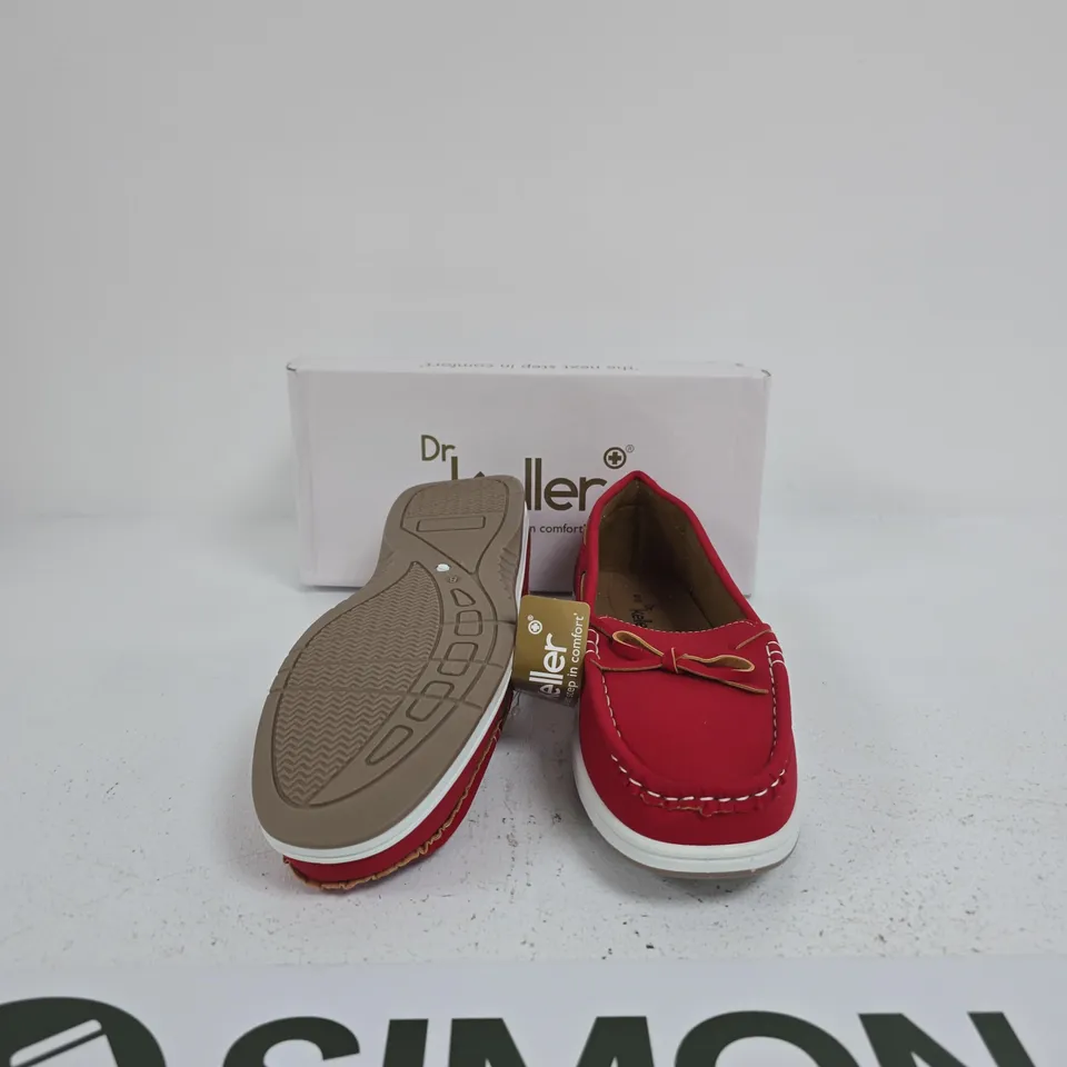 DR KELLER WOMEN'S RED MOCCASIN-STYLE LOAFERS SIZE UK 8