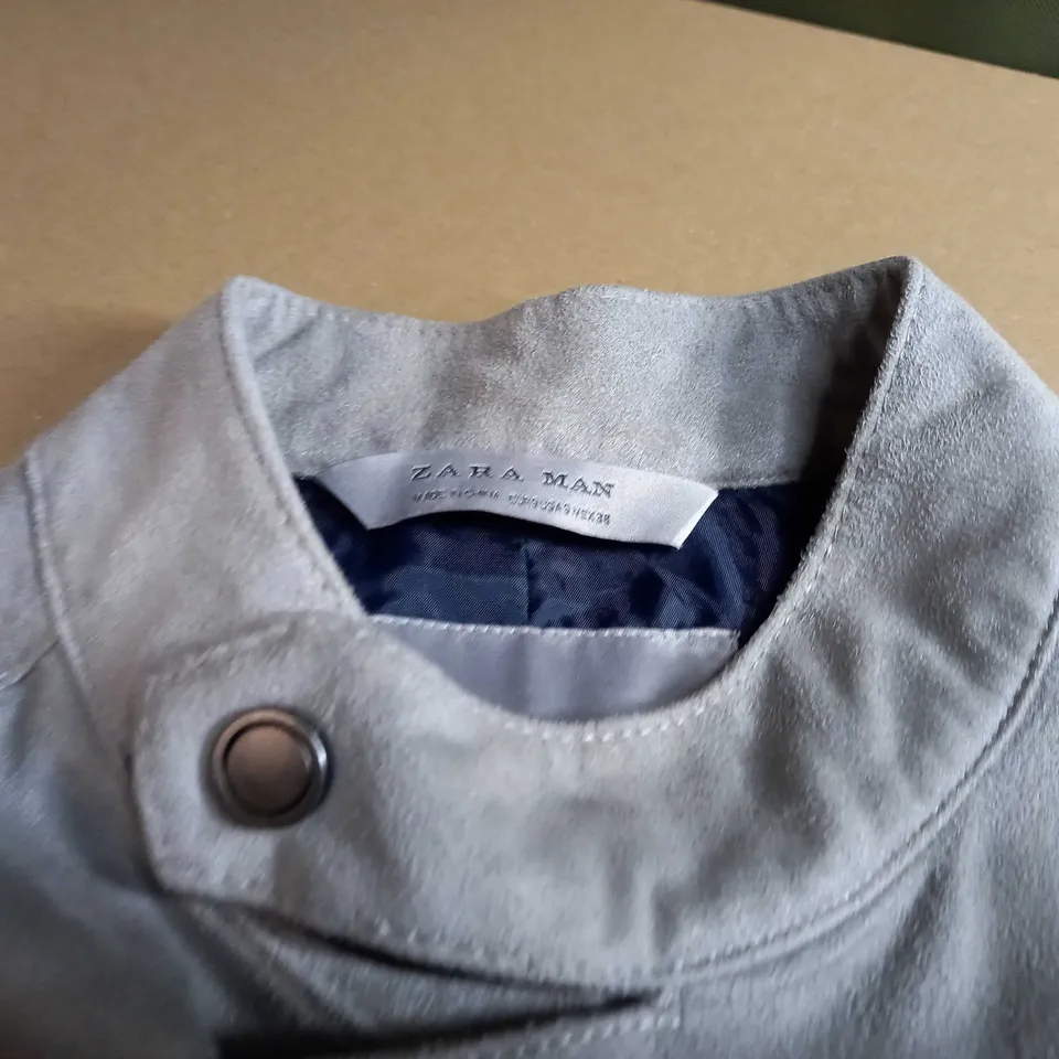 ZARA GREY FAUX SUEDE MENS JACKET - SMALL