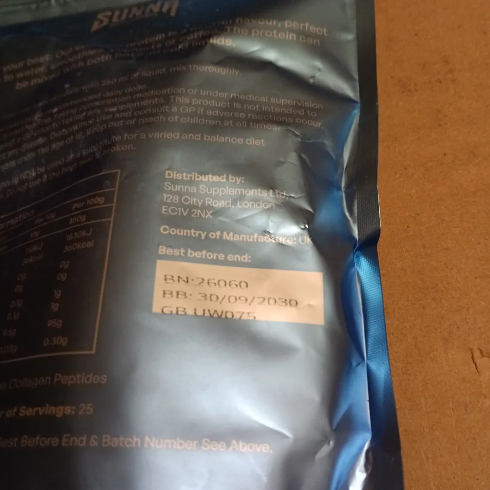 SUNNA SUPPLEMENTS HALAL COLLAGEN PROTEIN UNFLAVOURED 250G