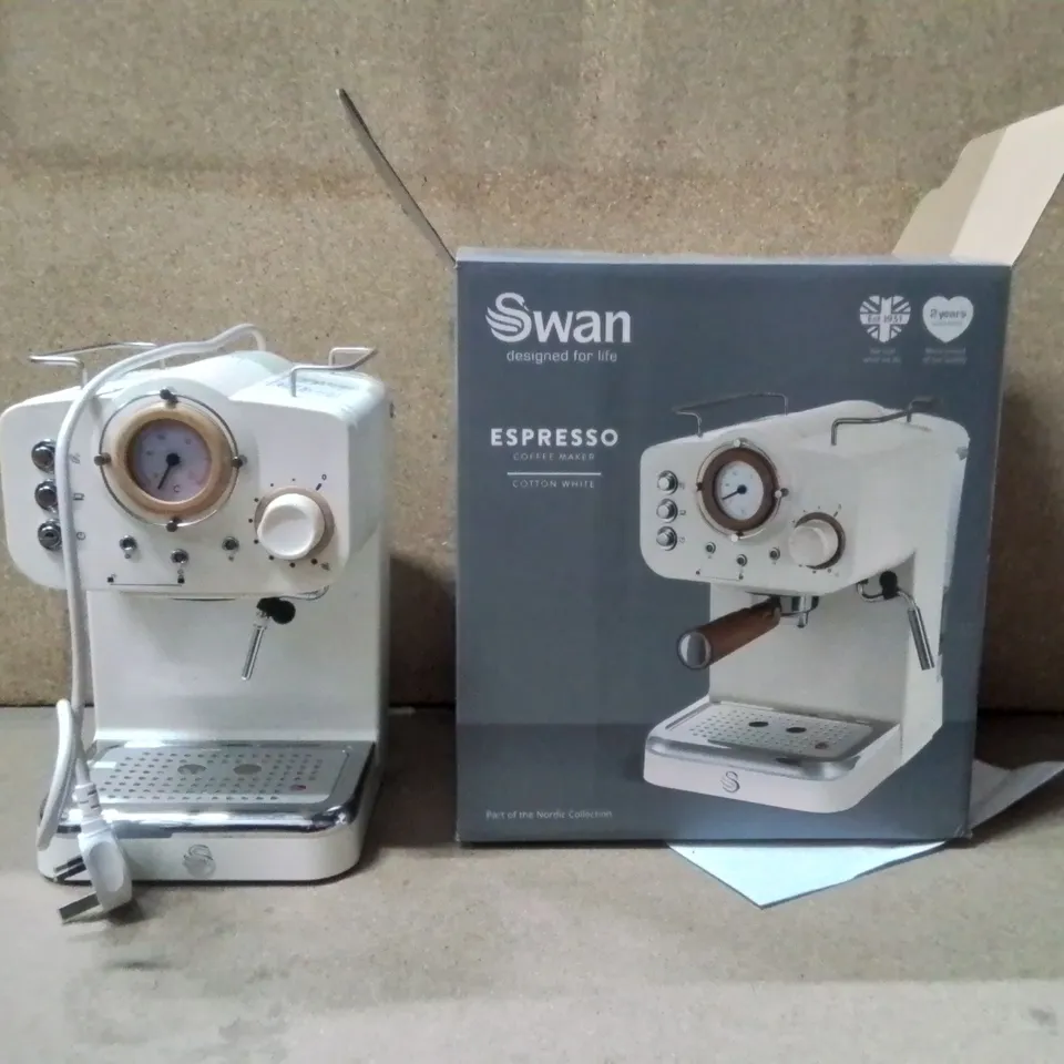 BOXED SWAN ESPRESSO COFFEE MAKER COTTON WHITE 