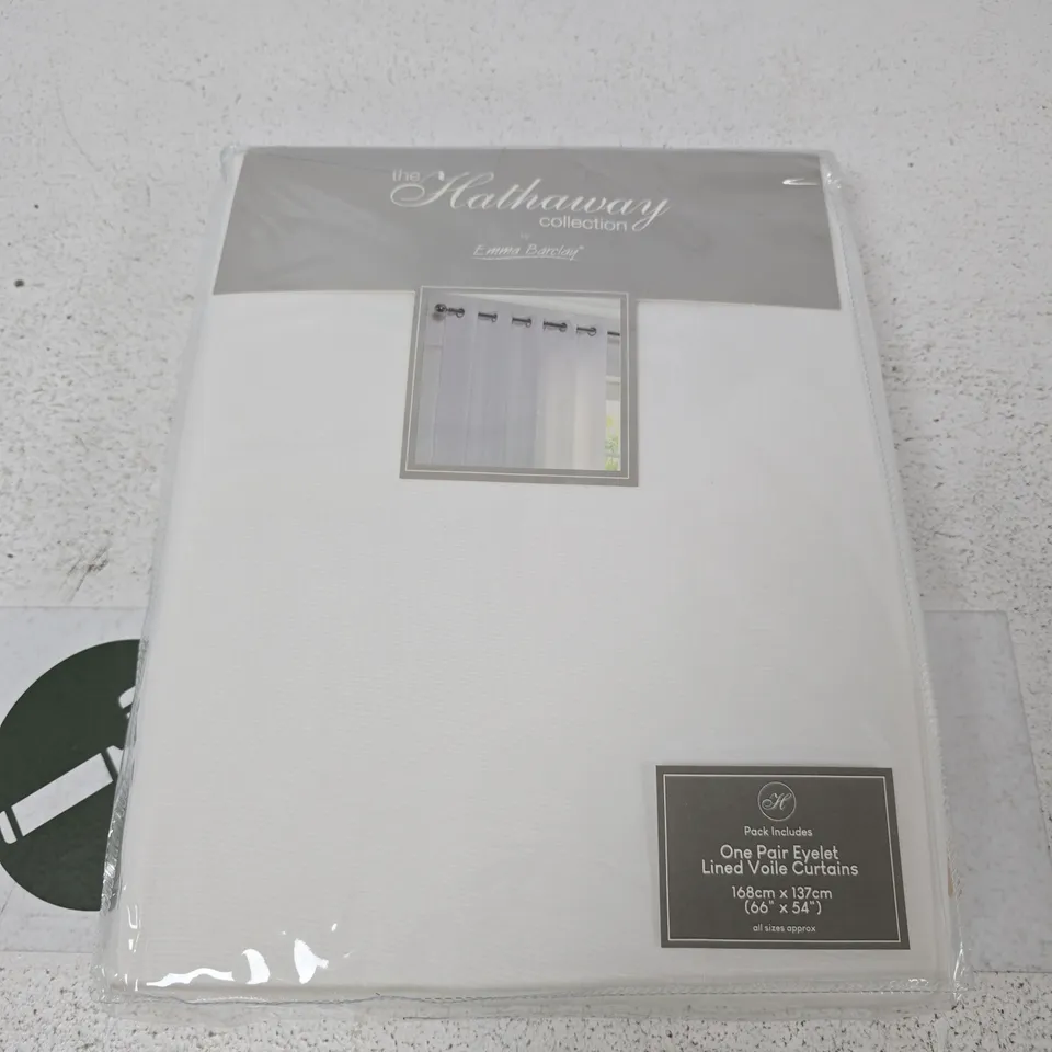 THE HATHAWAY COLLECTION EYELET LINED VOILE CURTAINS – 168CM X 137CM