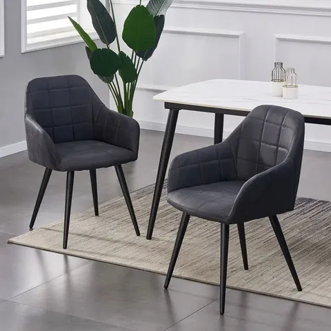 BOXED ALIAUNA TUFTED ARMCHAIR, BLACK - SET OF 2 (1 BOX)