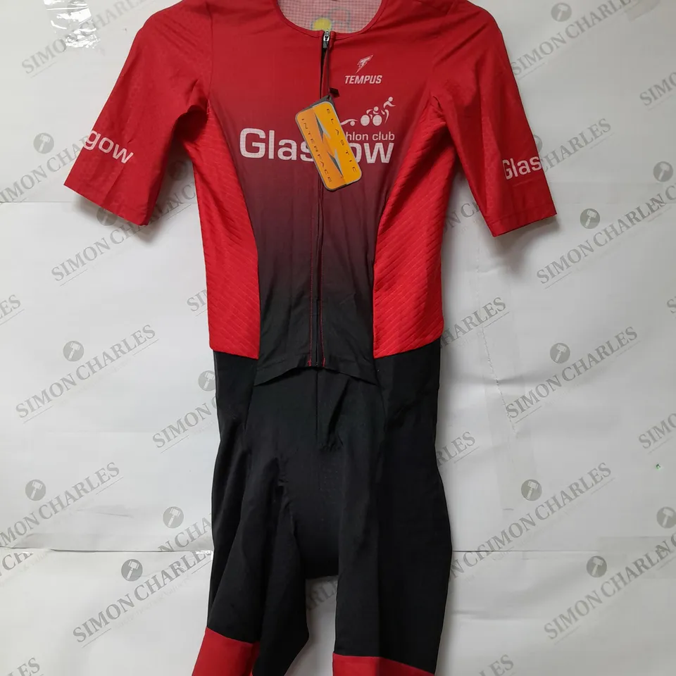 TEMPUS MENS CYCLING BIB SHORTS BLACK AND RED SIZE S