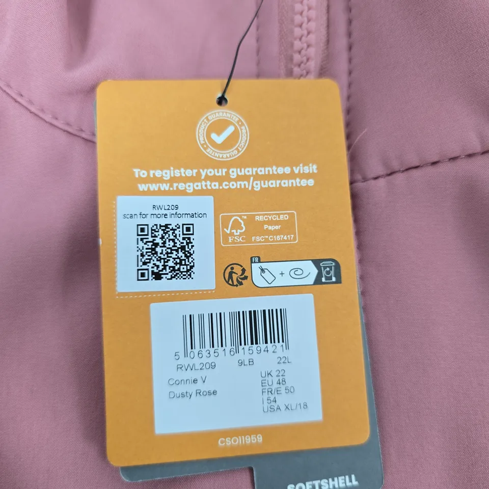 REGATTA CONNIE V SOFTSHELL JACKET – DUSTY ROSE, UK 22 (USA XL/18)