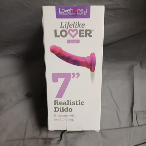 BOXED LOVEHONEY LIFELIKE LOVER 7IN REALISTIC DILDO – SILICONE WITH SUCTION CUP 