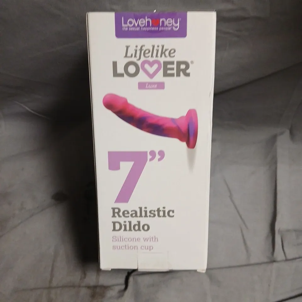 BOXED LOVEHONEY LIFELIKE LOVER 7IN REALISTIC DILDO – SILICONE WITH SUCTION CUP 