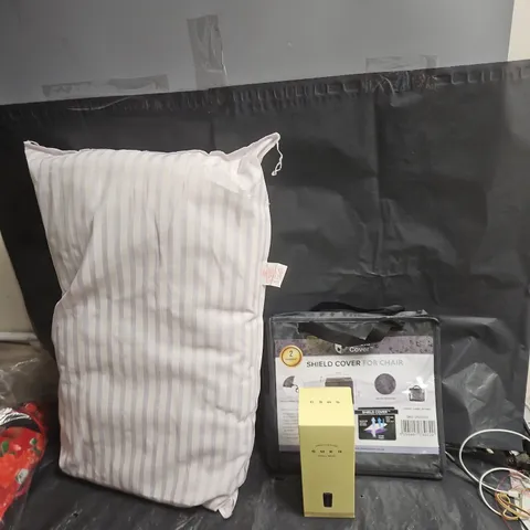 SHIELD COVER FOR CHAIR – 2 PACK WITH CUSHION & SOFT FURNISHINGS (BOXED) AND A LARGE QUANTITY OF HOUSEHOLD GOODS ASSORTED LOT .