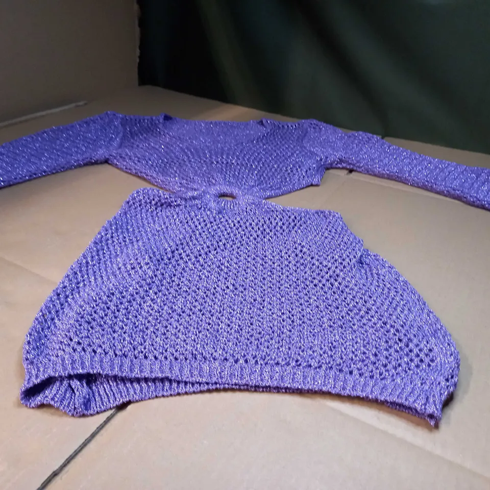 DESIGNER PURPLE METALIC KNIT CUT OUT MINI DRESS 