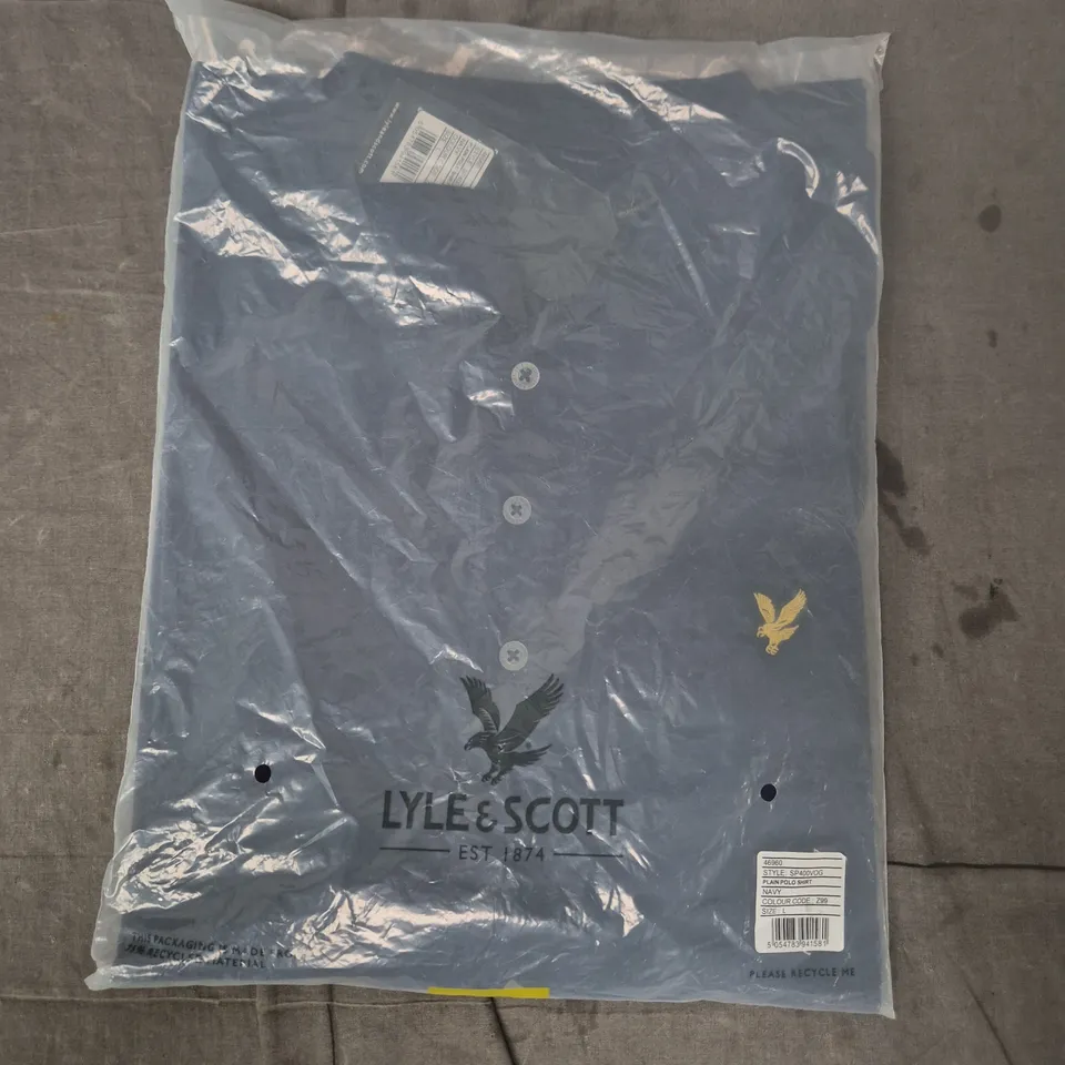 LYLE & SCOTT PLAIN POLO SHIRT IN NAVY SIZE LARGE