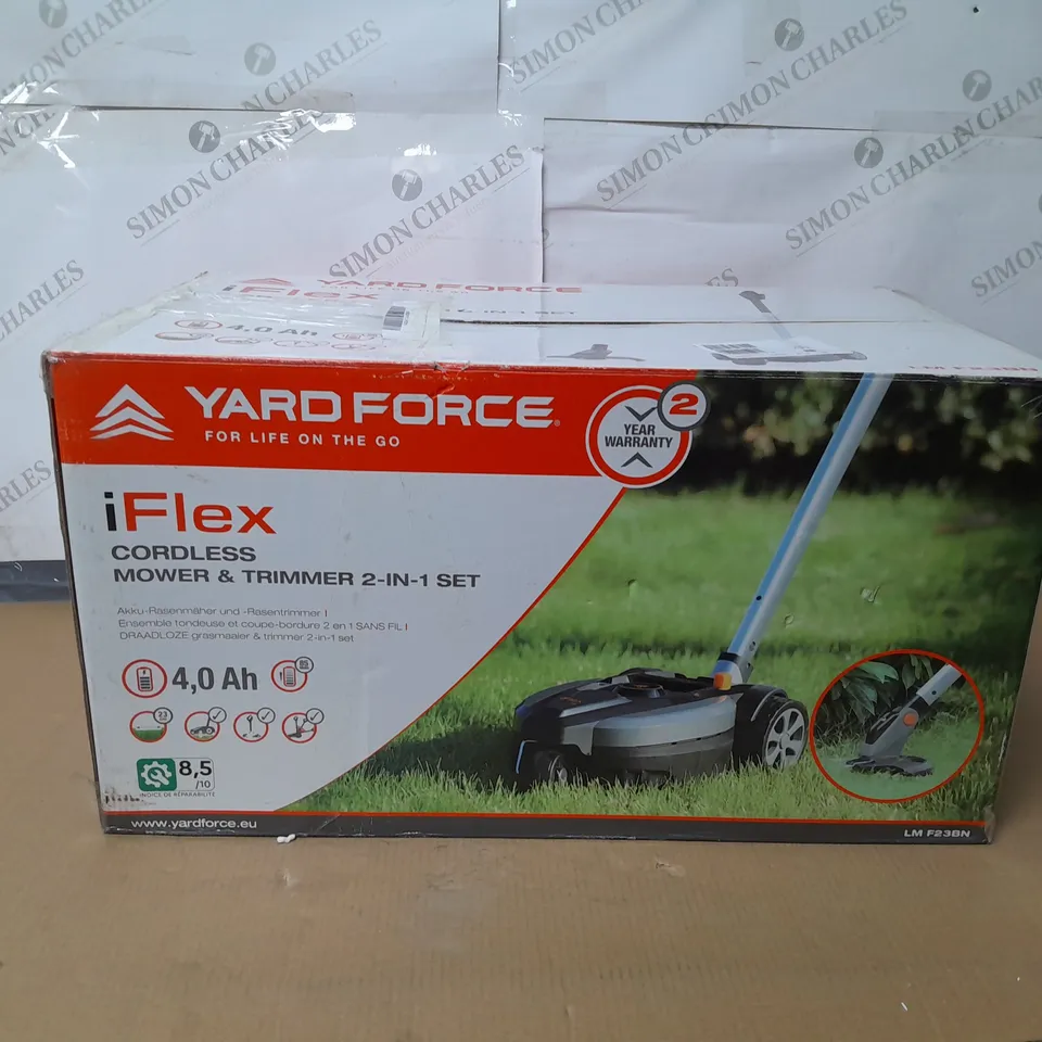 BOXED YARD FORCE IFLEX 12V MOWER & GRASS TRIMMER 