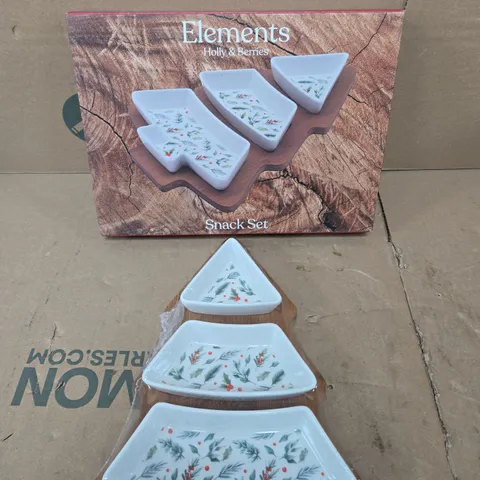 BOXED ELEMENTS HOLLY & BERRIES SNACK SET 