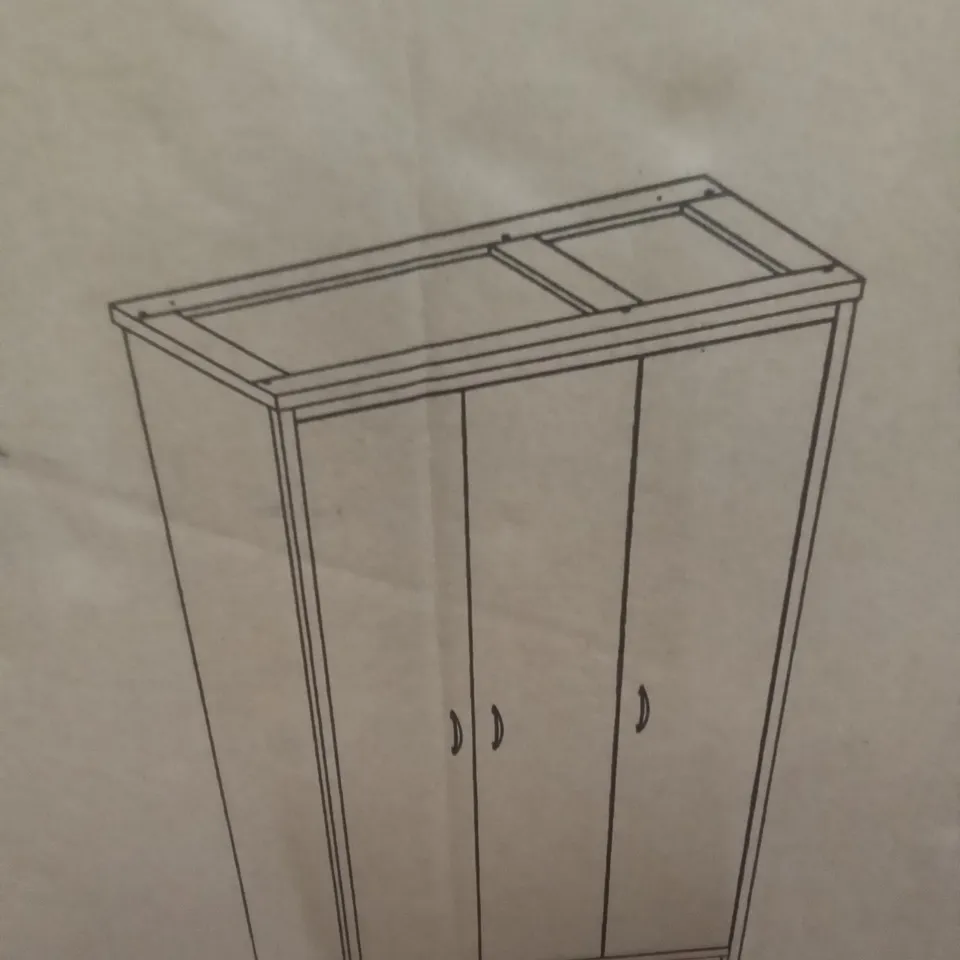 BOXED 3 DOOR WARDROBE WITH BLACK EDGE BANDING 