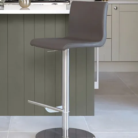 BOXED DANETTI KIKI DARK GREY LEATHER GAS LIFT BAR STOOL