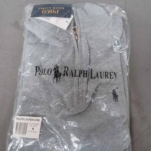 BAGGED POLO RALPH LAUREN QUARTER ZIP IN GREY - MEDIUM