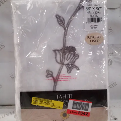 BOXED WOODSBURGH TAHITI LINED EYELET SEMI SHEER CURTAINS (SET OF 2)