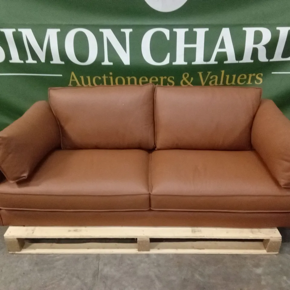 SASHA 3 SEATER LEATHER/FAUX LEATHER SOFA - TAN RRP £1199