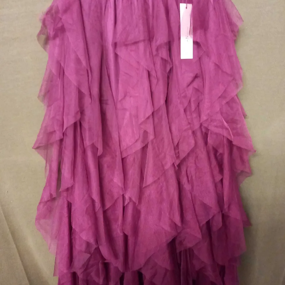 ROMAN MEH LAYERED SKIRT IN WINE - 14