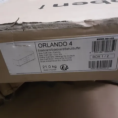 BOXED ORLANDO 4 GREY CRAFT OAK EFFECT SIDEBOARD (BOX 1 OF 2 ONLY) (1 BOX ONLY) (INCOMPLETE)