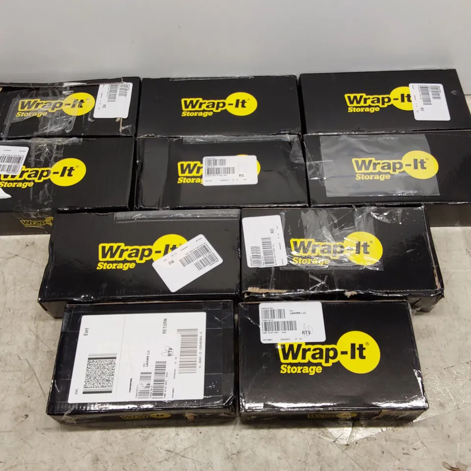 BOX OF APPROXIMATELY 10 WRAP IT STORAGE KITS INCLUDING: HEAVY-DUTY & SUPER-STRETCH KITS AND HOME STORAGE & TIDY KITS (1 BOX)
