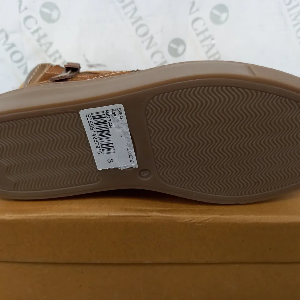 WHITE STUFF SHEARLING ZIP CUPSOLE BOOTS IN BROWN - SIZE 3