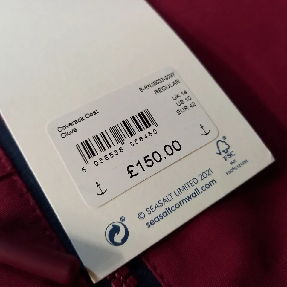 SEASALT CORNWALL COVERACK COAT IN CLOVE - UK 14 REG