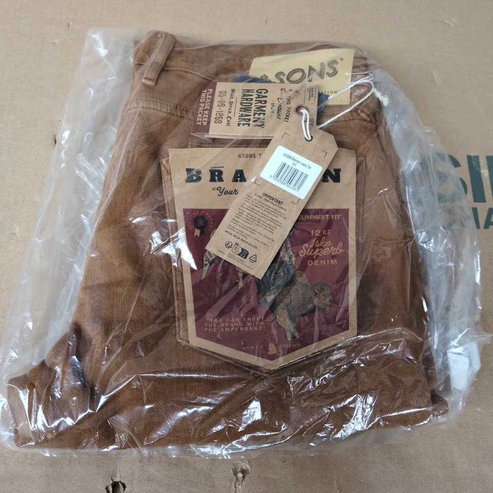 BAGGED &SONS BRANDON JEANS IN TAN - SIZE 32
