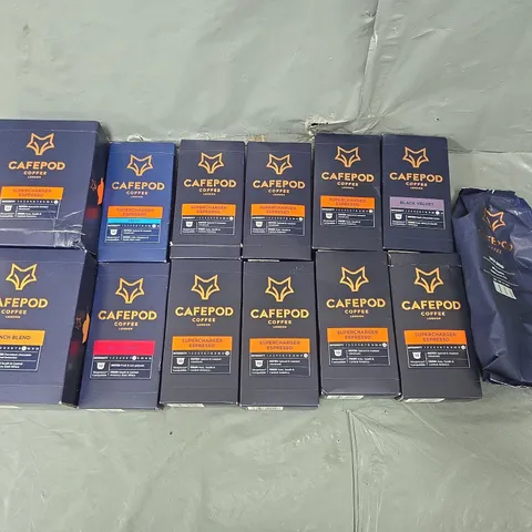 APPROXIMATELY 12 ASSORTED CAFEPOD COFFEE PRODUCTS TO INCLUDE BOXED PODS IN VARIOUS FLAVOURS