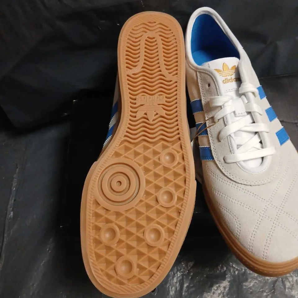 ADIDAS ADI-EASE SNEAKERS – WHITE/BLUE, GUM SOLE, UK 10