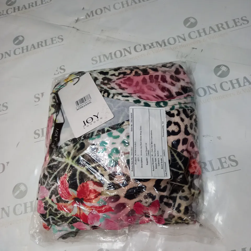 BAGGED JESSICA JOY SHORT SLEEVE WRAP DRESS SIZE 16