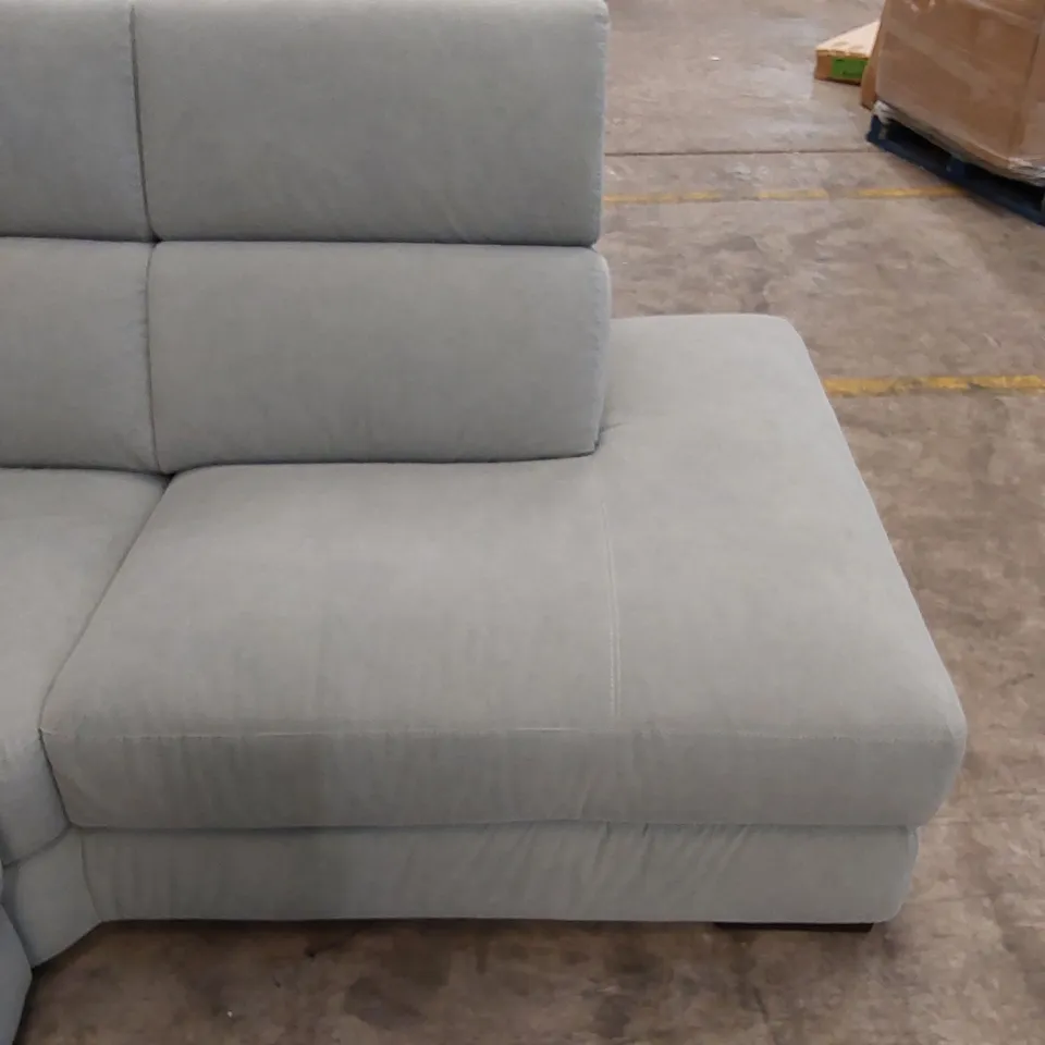 QUALITY DESIGNER ITALIAN MADE RICCARDO GREY FABRIC UPHOLSTERED ELECTRIC RECLINING CORNER SOFA