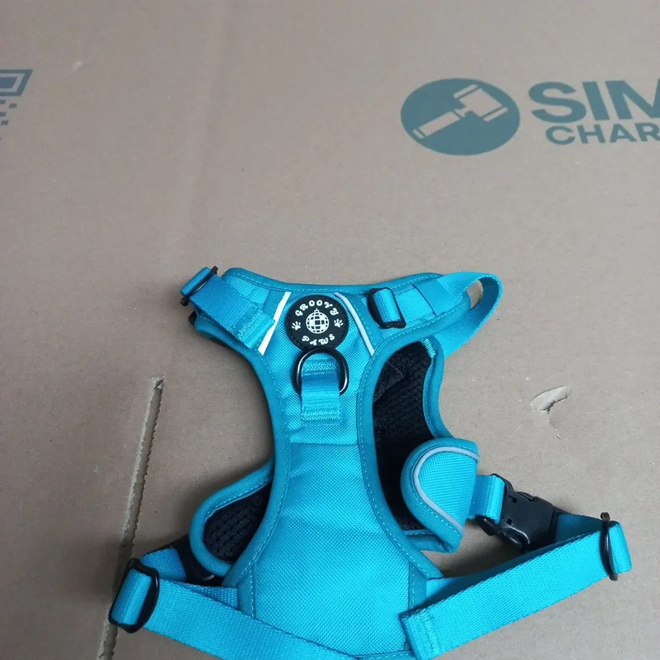 GROOVY PAWS TURQUOISE ADJUSTABLE PET HARNESS – SIZE S