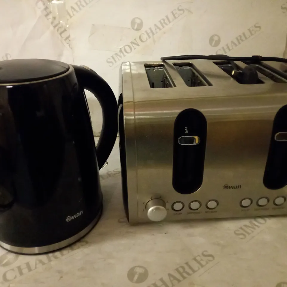 SWAN KETTLE & TOASTER 4-SLICE TWIN PACK - BLACK RRP £49