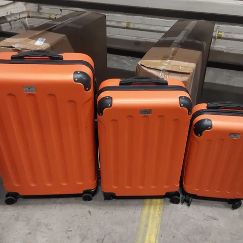 LUGG SET OF 3 TRAVEL LUGGAGE SUITCASES - ORANGE 