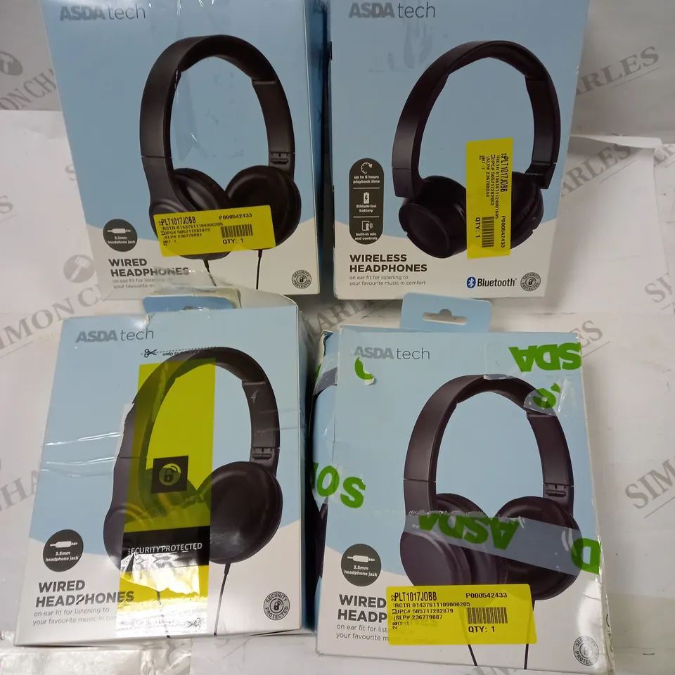 TECH WIRED/WIRELESS HEADPHONES x4