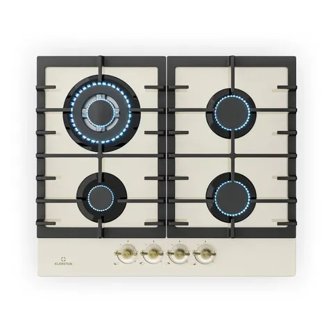KLARSTEIN VICTORIA 60CM GAS HOB 4 BURNERS CREAM