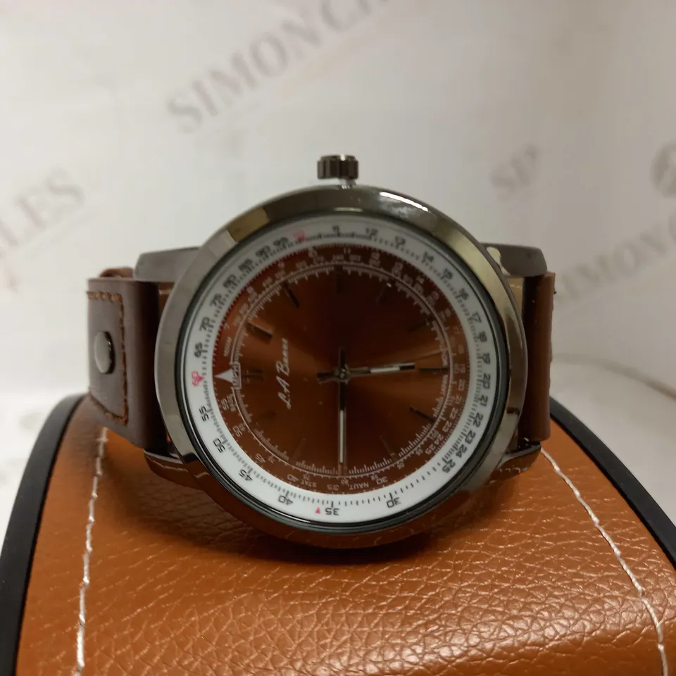 LA BANUS COFFEE COLOUR LEATHER STRAP WRISTWATCH  RRP £500