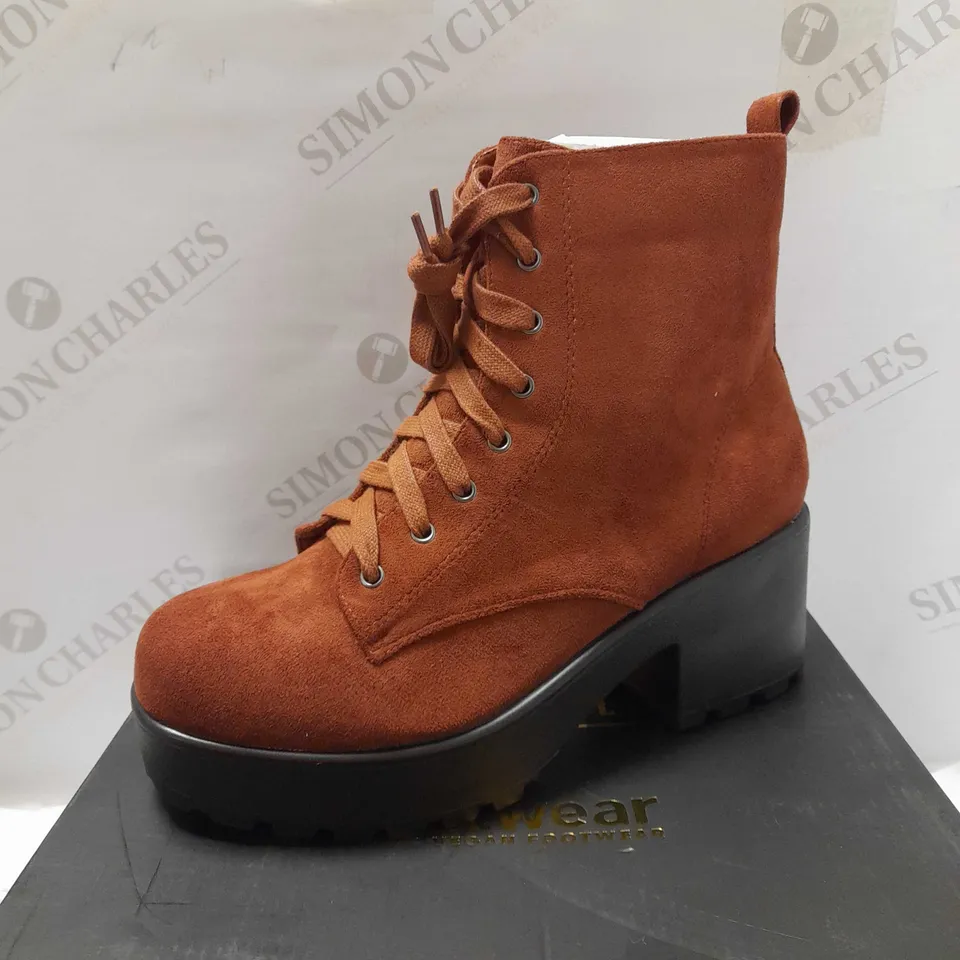 KOI THE SIENNA RUST SUEDE BOOTS - SIZE 8