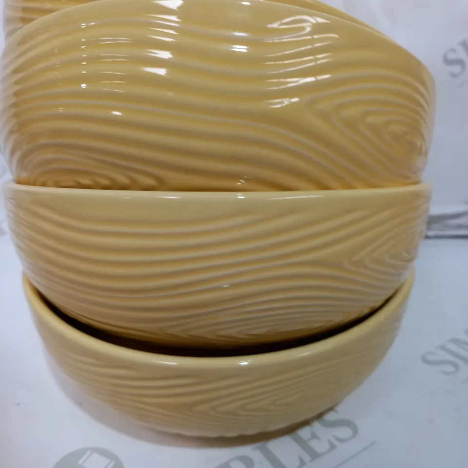 BOX OF 4 TEMP-TATIONS YELLOW ENGRAVED BOWL - COLLECTION ONLY