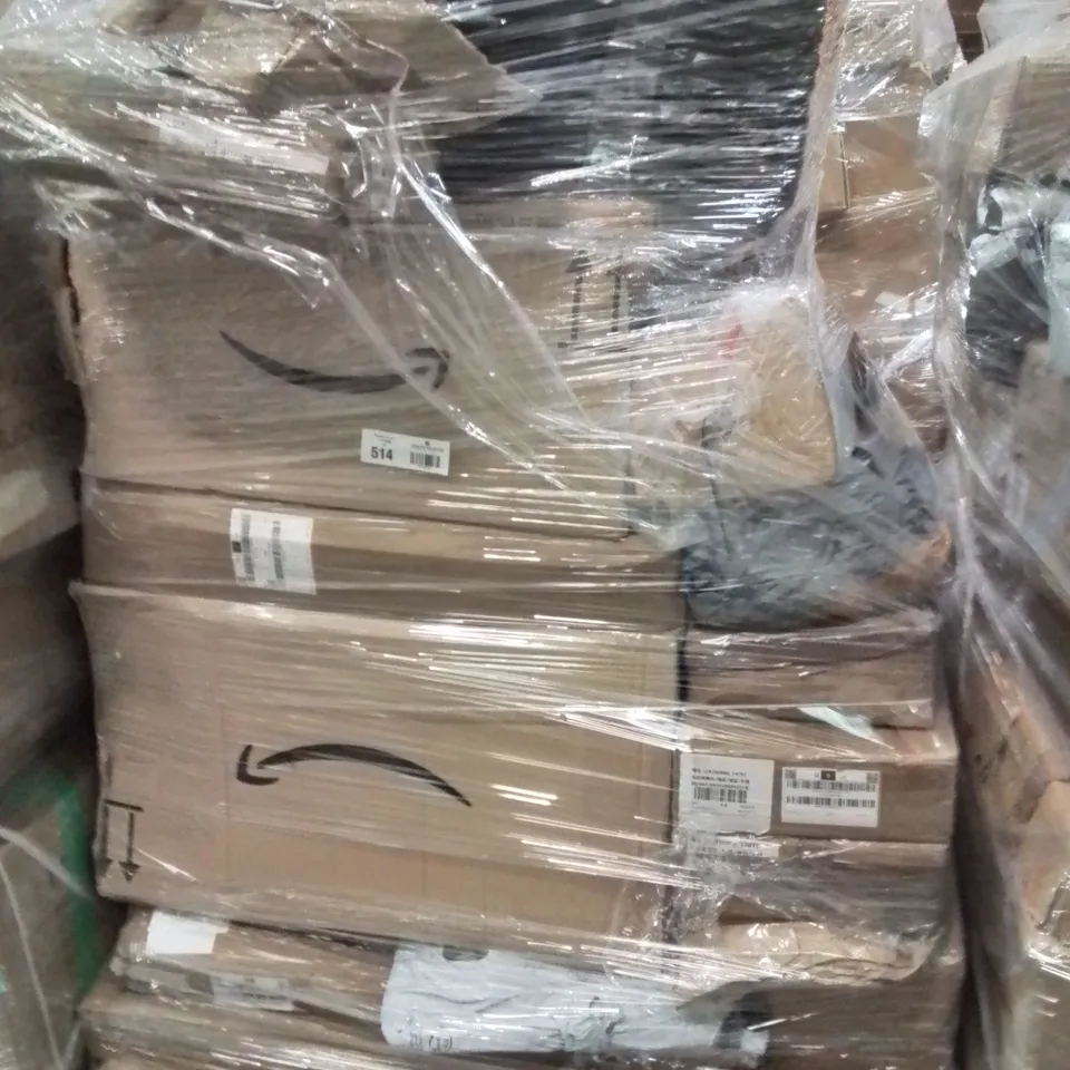 PALLET CONTAINING VARIOUS ASSORTED CUSTOMER RETURNS. TO INCLUDE, FOAM WALL TILES, SHOWER SYSTEMS, BOXED FURNITURE ECT.